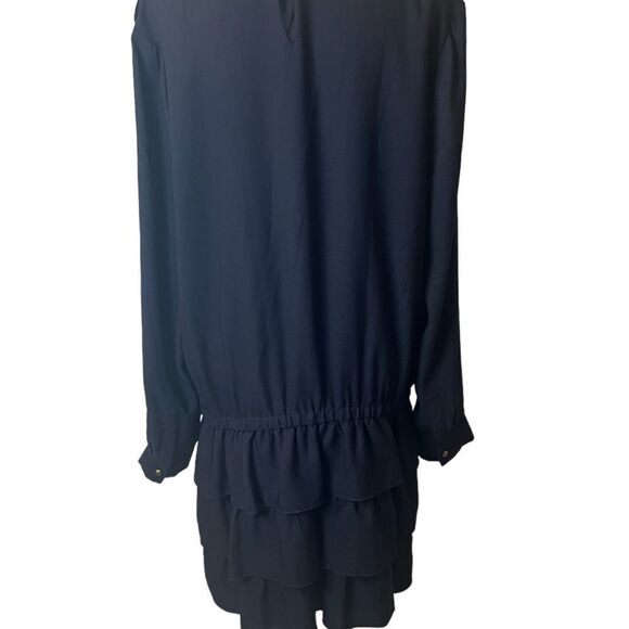 Scotch & soda szL LS black 3 ruffled drop waist gold buttons on cuffs/shoulders - Picture 3 of 8